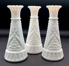 Set Of 3 Vintage Pressed Milk Glass Vases 6"
