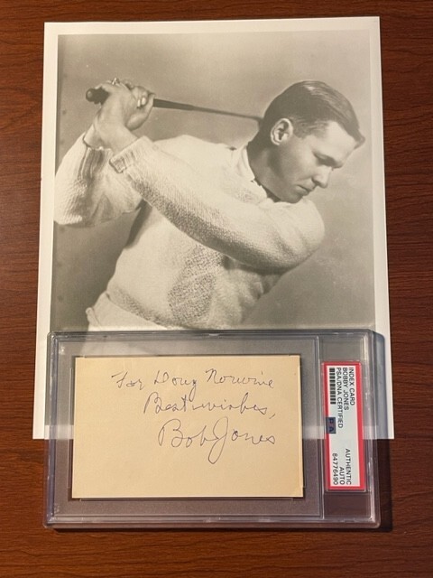 ROBERT T. BOBBY JONES SIGNED CARD, GOLF, MUSIC, PSA/DNA, THE SIMPSONS, SPORTS