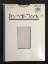 Round The Clock Silky Lycra Sheer Leg Sandaltoe Pantyhose Nylons Size A 'Ice'