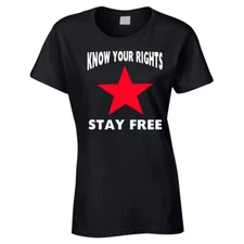 Ladies Punk Rock Men's T-Shirt Know Your Rights Stay Free Rebel Anarchy 