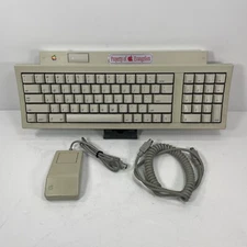 Apple Keyboard II M0487 & Desktop Bus Mouse A9M0331 W/ EVANGELISM Sticker RARE!