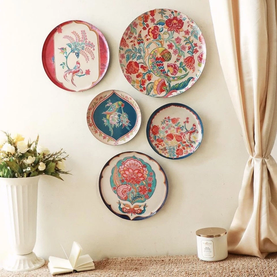 NUEVO Anthropologie XL Boho Metal Floral Cestas Colgantes de Pared Platos - Juego de 5 Foto 3 de 4