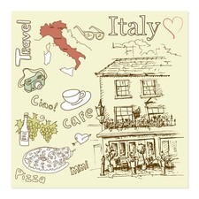 Postereck 2880 Poster Leinwand Italien Plakat, Schrift Urlaub Pizza Cafe Herz
