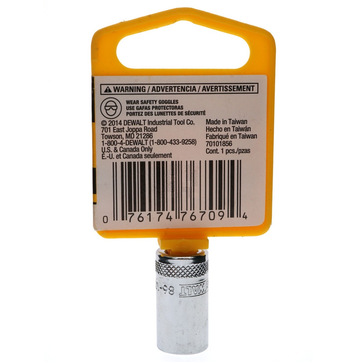 DeWALT DWMT86106OSP Metric Chrome Socket, 9mm 6-Point, 1/4