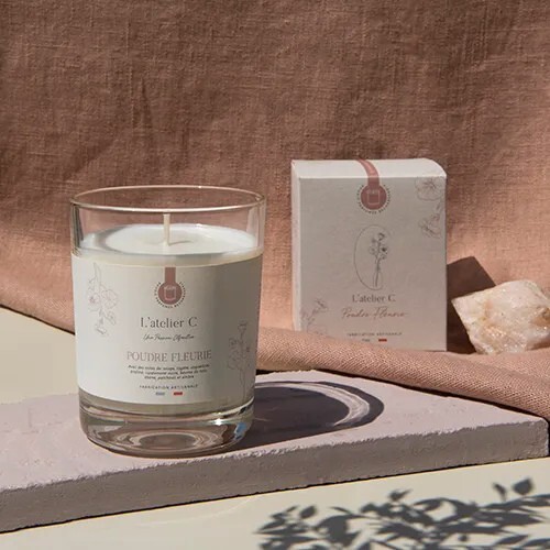 Bougie parfumée Poudre Fleurie L'atelier C senteur maison artisanale 180 g