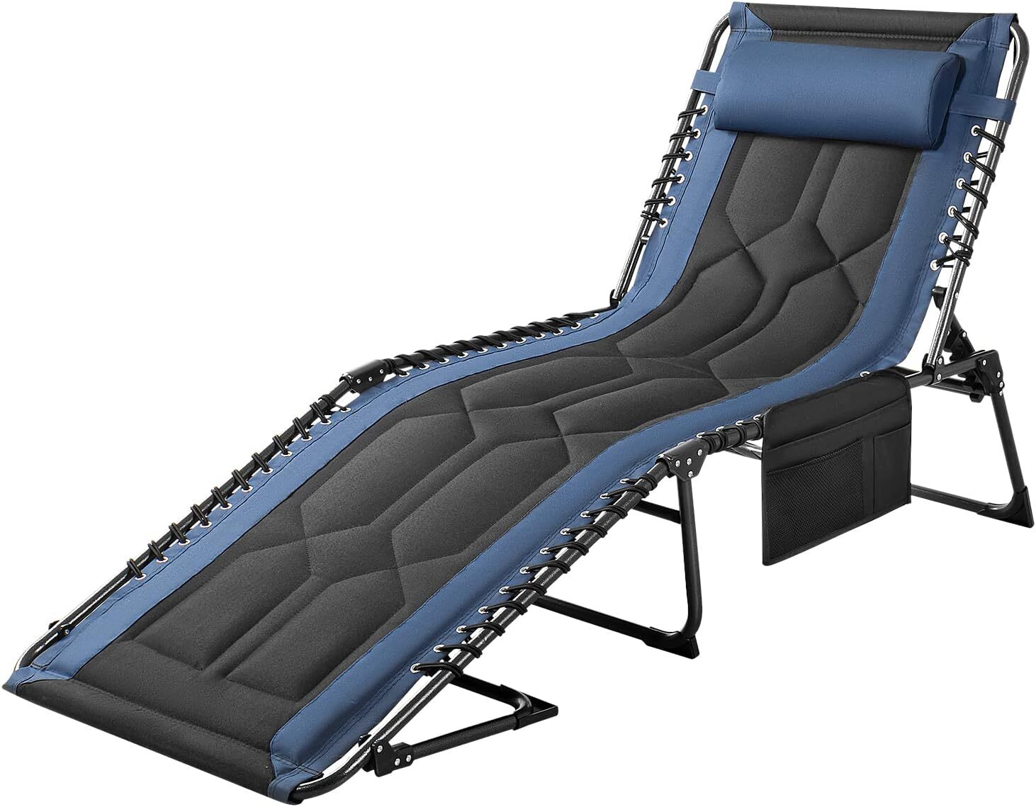 4-Position Adjustable Portable Lounge Chair with Pillow for Camping  