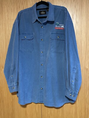 RedHead Brand Co Men's Blue Cotton Denim Long Sleeve Shirt 2XL Mountain Riders