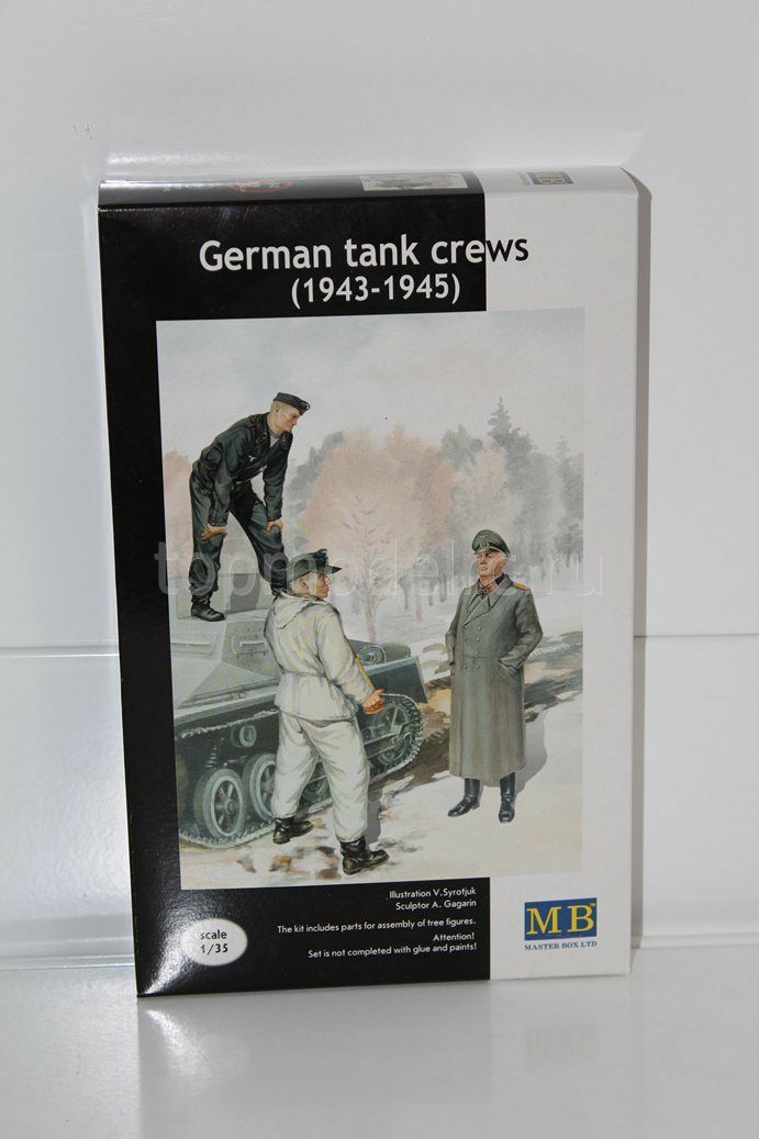 Master Box Models German Tank Crew 1943-1945 - 1/35 Scale Unassembled Plastic Figure Set, 4 Figures, Requires Assembly & Painting