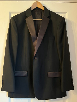Brook Taverner Herren Smoking Sakko Wollmischung Schwarz 42 S