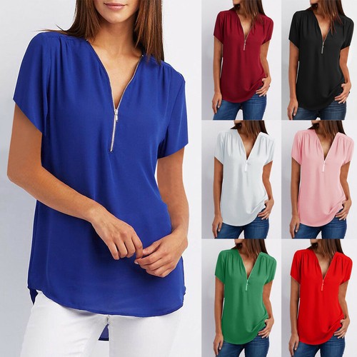Womens Sleeve Blouse Tee Loose Ladies Base Shirt Summer | eBay