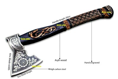 MDM Hand forged Viking Axe High carbon steel handmade hatchet Carved Axe gift Ax