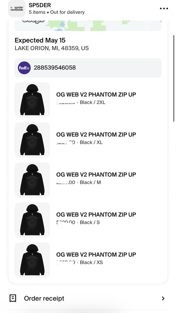 SP5DER OG WEB V2 PHANTOM ZIP UP - 100% Authentic- SIZE XL- RARE