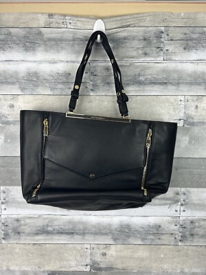 Cynthia Rowley Women s Black Leather Shoulder  Tote Bag New