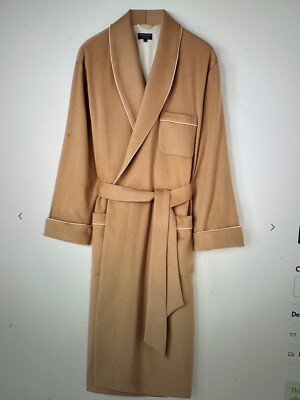 BONSOIR OF LONDON MENS LUXURY CAMEL SILK LINED CASHMERE ROBE 2XL
