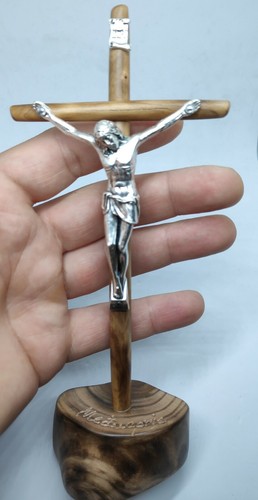 Standing Cross Crucifix Wooden Wood Handmade Table Cross From Medjugorje 7.9 inc - Picture 4 of 10
