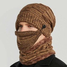 men Winter Warm Hat Beanie Knitted Scarf Ski cover Face mask
