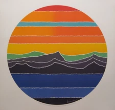 Roundscape: Circular Blue Stream - 1981 Ltd Ed. Lithographs by ARTHUR SECUNDA