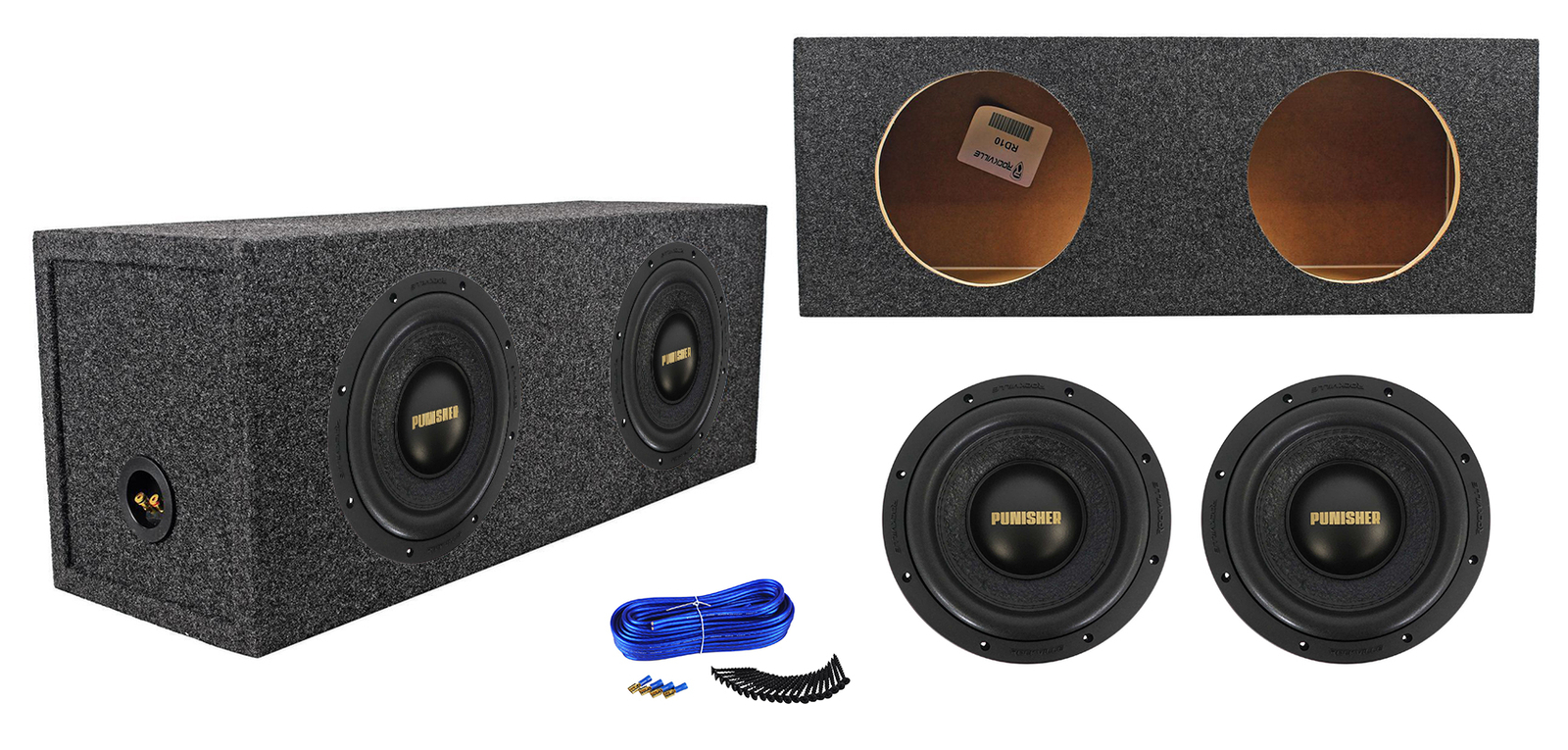 2 Rockville Punisher 10D2 10 сабвуферов мощностью 4800 Вт для спортивных автомобилей Герметичная коробка для сабвуферов 54590₽