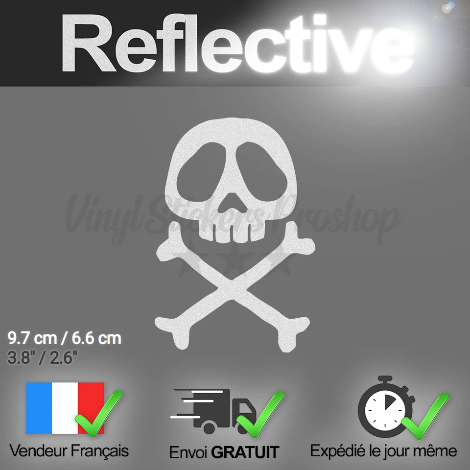 STICKER AUTOCOLLANT RETRO REFLECHISSANT CASQUE PIRATE ALBATOR CORSAIRE MOTO - Photo 2/2
