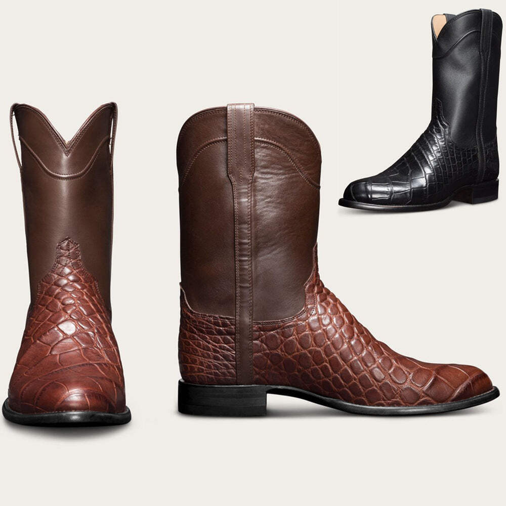 Men's Western Cowboy Boots Pattern Design Shoes For Men PU Leather Boots with EV