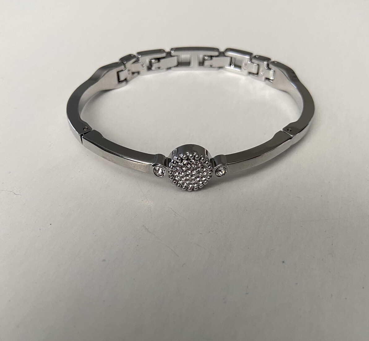Silver Bangle Bracelet with Round Diamond Accent Fine Jewelry  -image