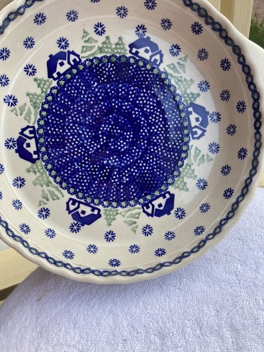 Ceramika Boleslawiec Hand Made Polish Pottery Handled Casserole/Quiche Dish - Picture 2 of 12