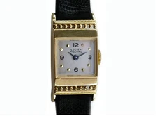 Vintage 40's Retro Style Lucien Piccard 14k Yellow Gold Ladies Fancy Wrist Watch