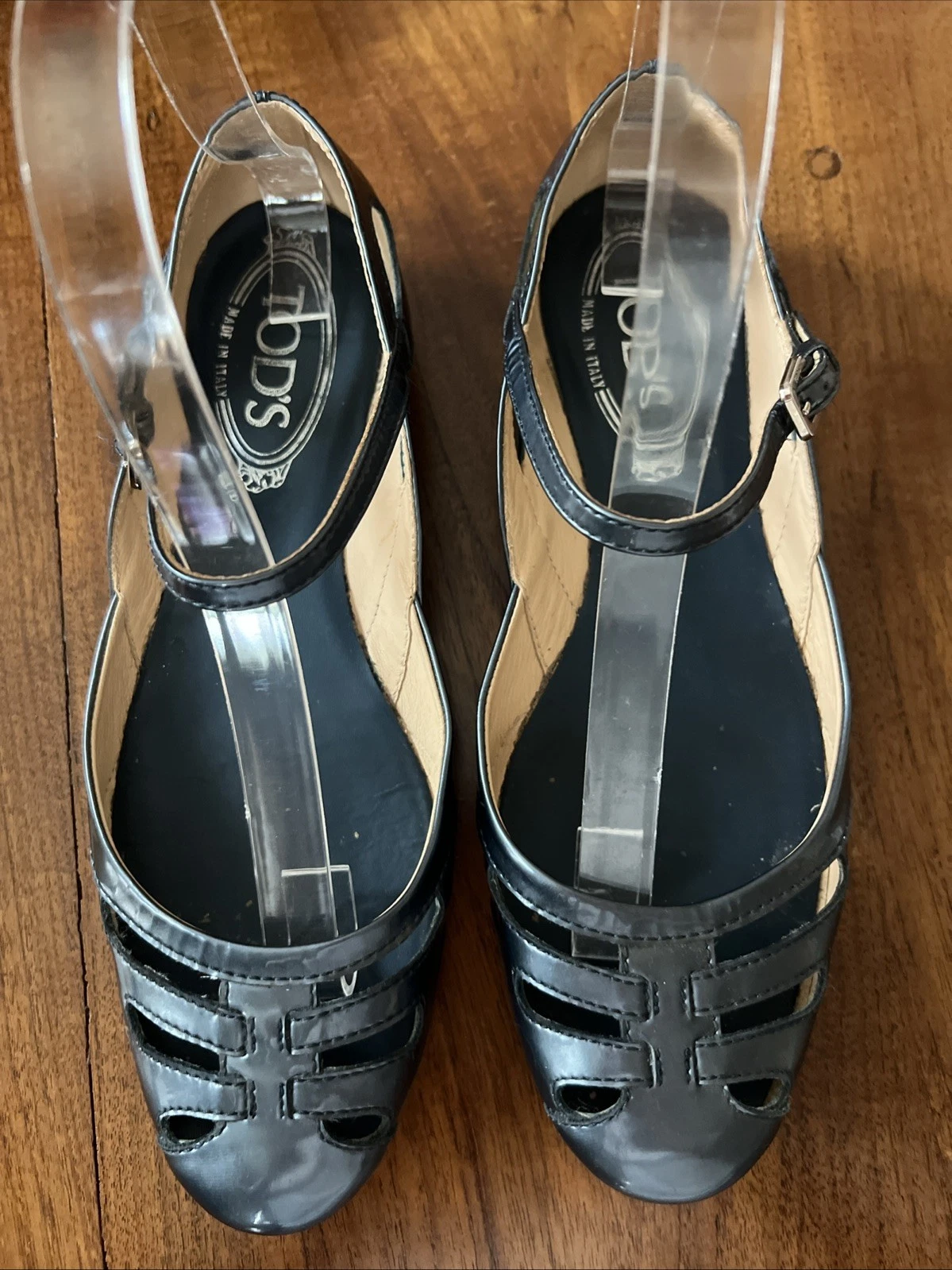 TOD’S Scarpe Tod's Flats Mary Jane grigio peltro metallizzato vernice pelle 37 5 Italia