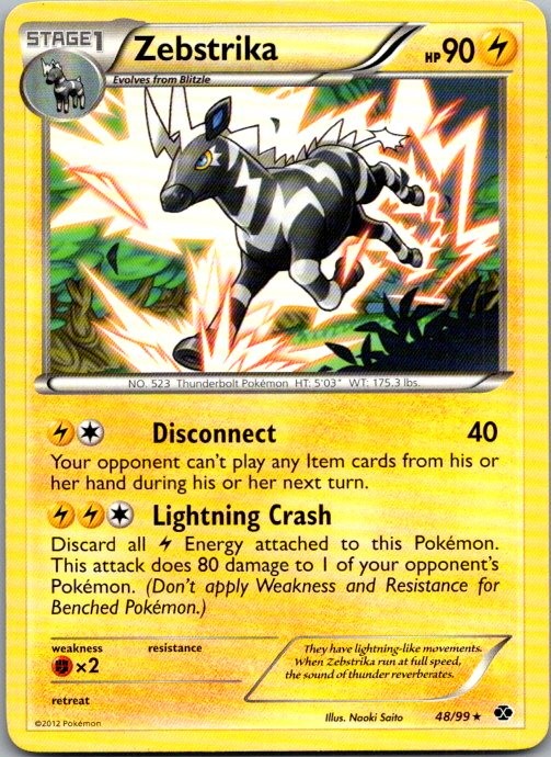 Zebstrika 48/99 Rare Next Destinies Pokemon Lightly Played