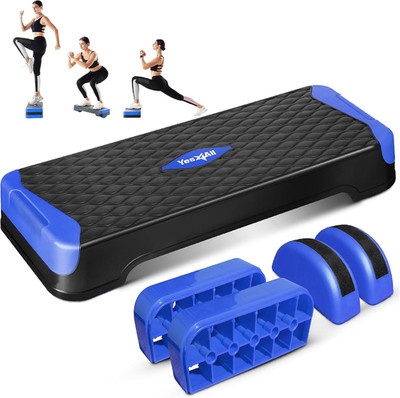 2-In-1 Adjustable Aerobic Step Platform Fitness Exercise Stepper with Rocker Bal