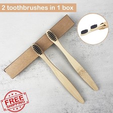 SEVENHEAD Kids Bamboo Toothbrushes Black Soft Bristles 10 Pcs