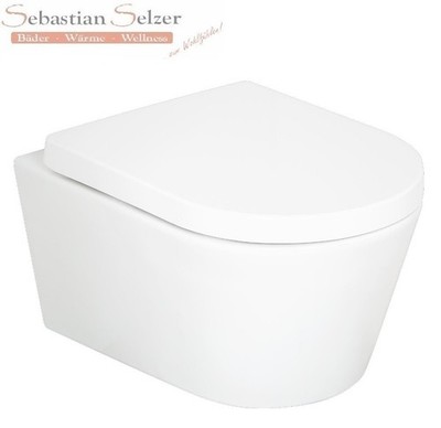 Wand WC spülrandlos, Hänge WC Kureika, WC Sitz mit Absenkautomatik Combi Pack