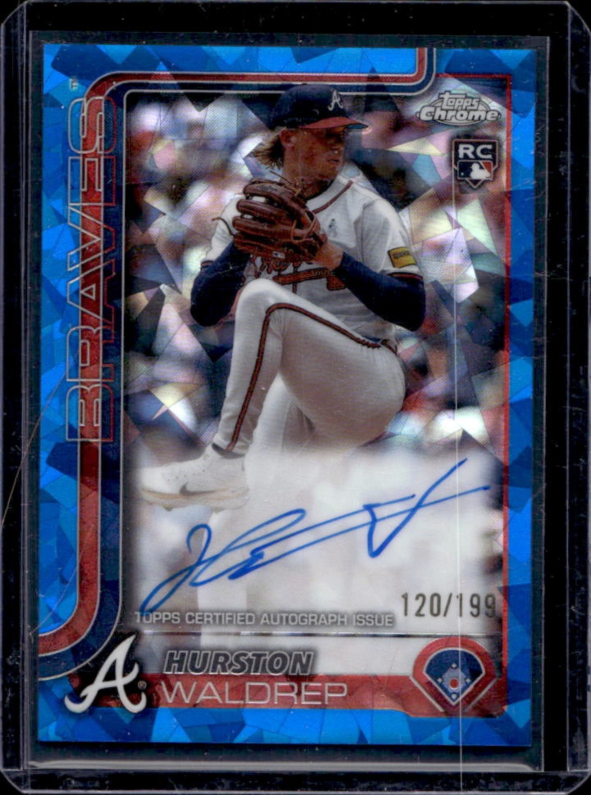 2025 Topps Chrome Sapphire Hurston Waldrep Rookie Auto RC Rookie #120/199 Braves