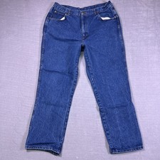 Chic Womens Blue Denim Best Fit USA Made 5-Pockets Straight Leg Jeans Size 36P