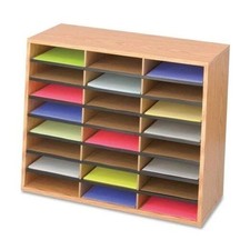 Wood/Corrugated Literature Organizer, 9402MO, Medium Oak, 24 Compartment