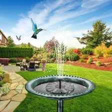 Solar Power Bird Bath Fountain Pump Upgrade Solar Fountain with 6 Nozzles Garden