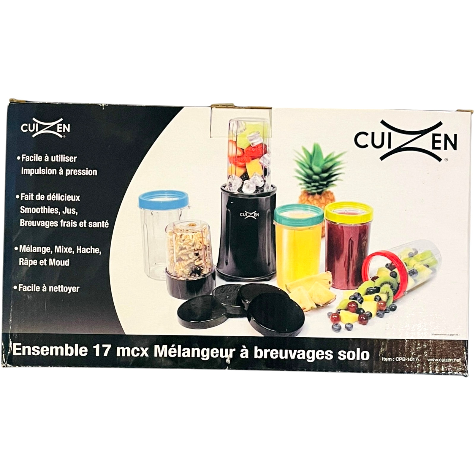 CUIZEN Personal Drink Blender - 17 Pieces - Blend, Mix, Chop, Grate, Grind, Whip