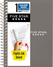 Spiral Notebook, 1 Subject, College Ruled Paper, 4-3/8" x 7", Small Size, 80 She