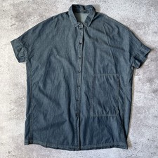 OSKA Oversized Denim Blue Cotton Tunic Shirt ...