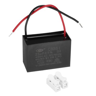 25uF 450V AC 2 Wires CBB61 Ceiling Fan Capacitor, 60x41.5x27.5mm
