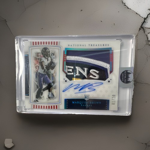 2019 Panini /20 National Treasures Rookie ENS Patch Auto Marquise Brown 1 of 20