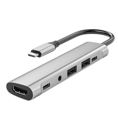 6 in 1 USB C Docking Station Multiport Adapter Multiple Port 3.5mm PD60W HDTV