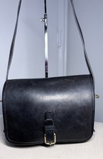 Vintage Coach Black Leather Flap Shoulder Bag (Style No. 502-7104) Made in USA
