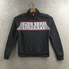Victoria's Secret Pink Sweatshirt Womens XS Gray Half Zip Pullover Long Sleeve