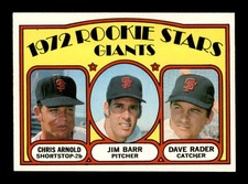 1972 Topps #232 Chris Arnold/Jim Barr/Dave Rader Giants Rookies NM/NM+ X3702773