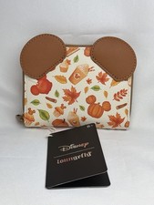 Cartera Disney Loungefly Otoño Mickey Hojas de Calabaza Cremallera Alrededor Nueva con Etiquetas
