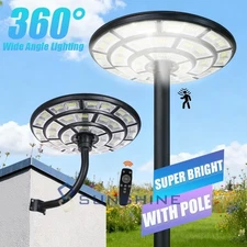 ROUND Commercial 11000W Solar Street Lights Dusk to Dawn parking lot lights+Pole