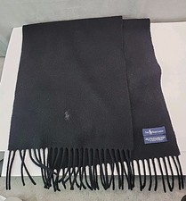 Polo Ralph Lauren Black 100 Lambswool Scarf With Embroidered Pony