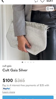 cult gaia silver clutch, as seen on New York Fashion Week runway, new without ta