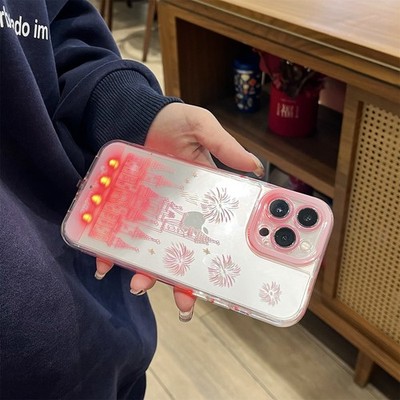 LED Light Up Castle Fireworks Case For iPhone 17 Pro Max Ari 16 15 14 13 12 11